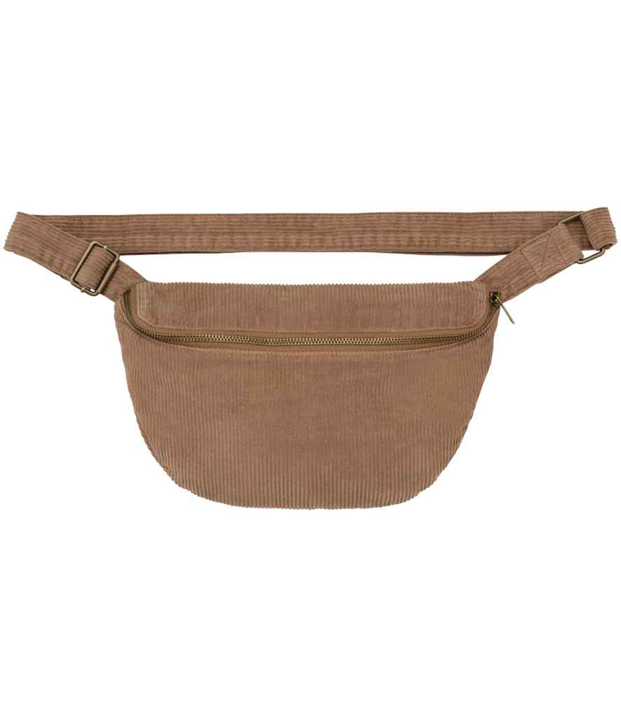 Native Spirit Corduroy Faded Waist Bag in Washed Dark Camel, front view