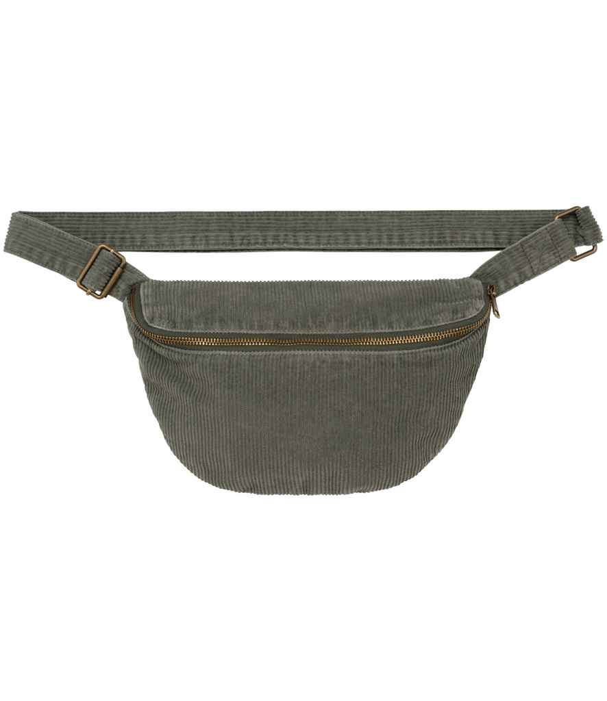 Native Spirit Corduroy Faded Waist Bag in Washed Organic Khaki, front view