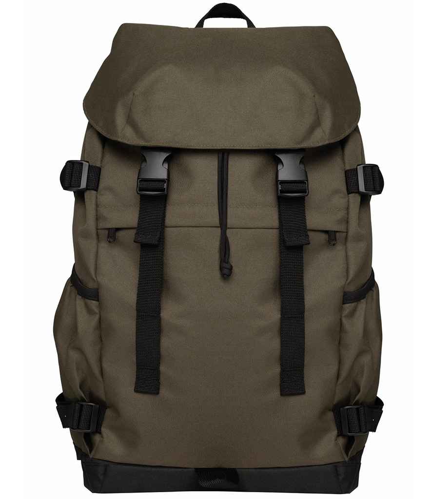 Native Spirit Unisex Backpack in Organic Khaki/Black, front view