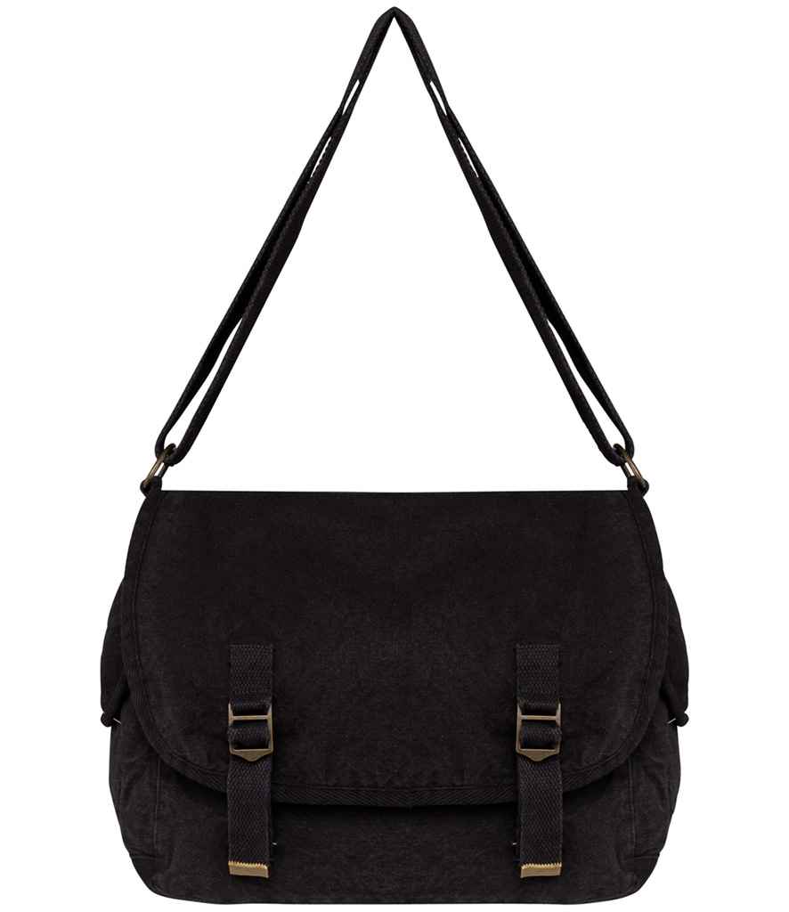 Native Spirit Faded Messenger Bag in Washed Black, front view