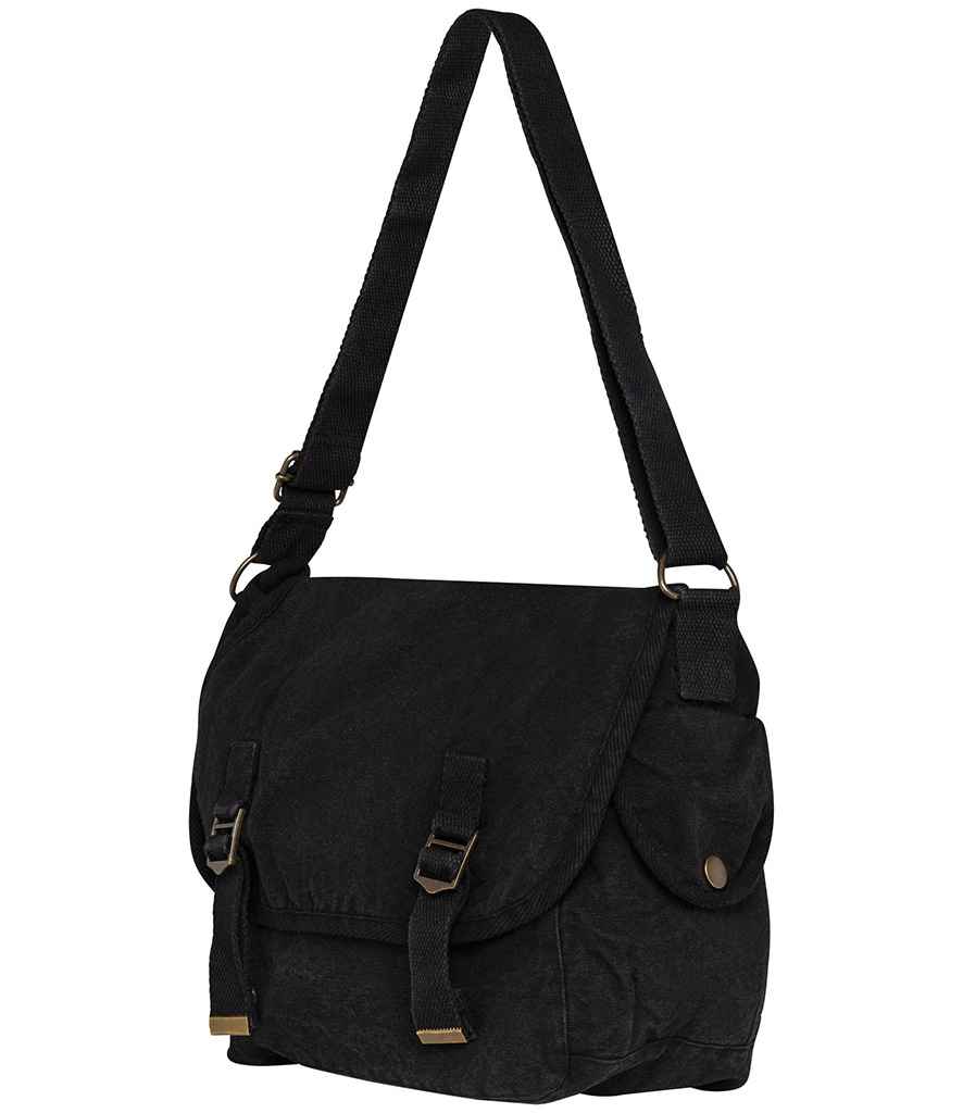 Native Spirit Faded Messenger Bag in Washed Black, side view