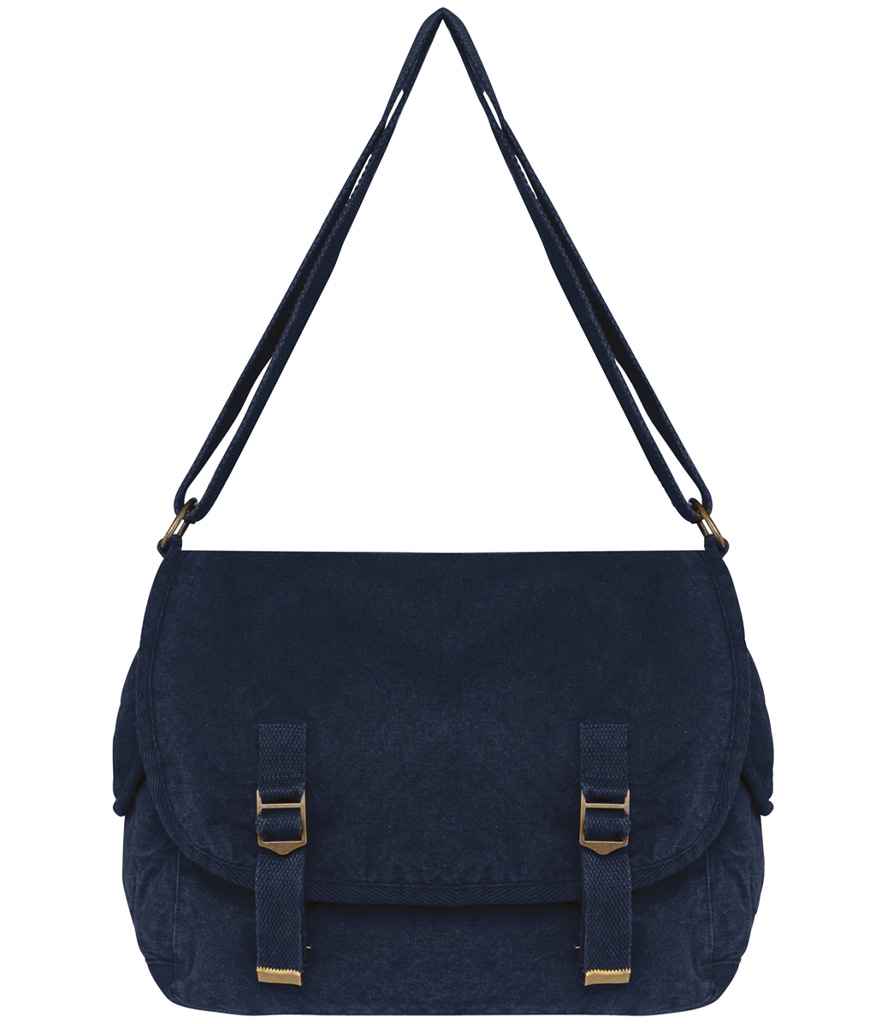 Native Spirit Faded Messenger Bag in Washed Navy, front view