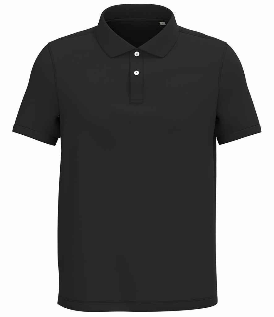 Native Spirit Piqué Polo Shirt in Black, front view