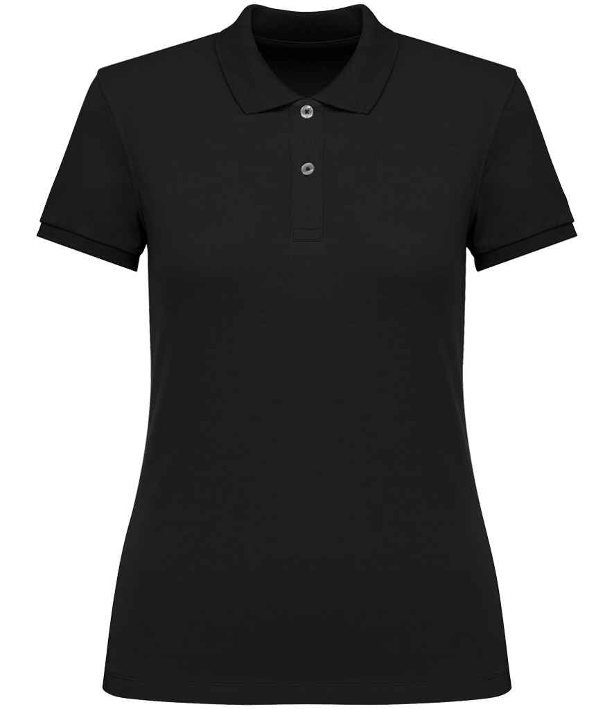 Native Spirit Ladies Piqué Polo Shirt in Black, front view