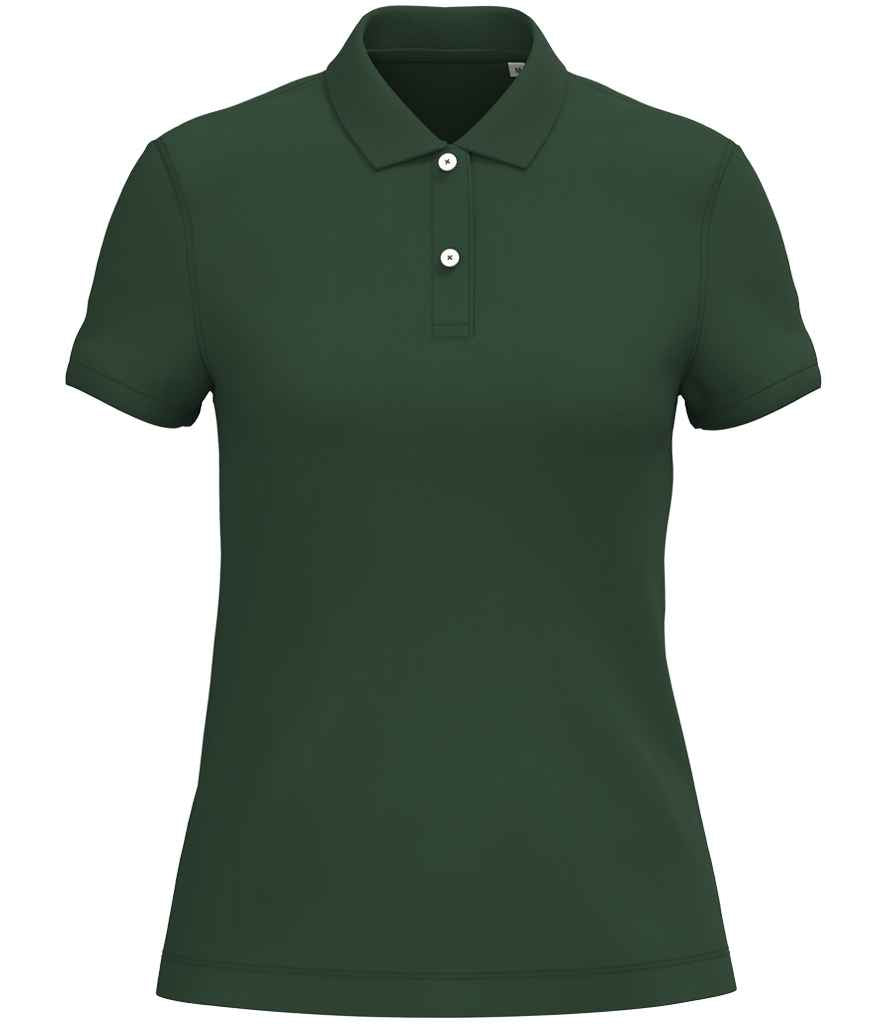 Native Spirit Ladies Piqué Polo Shirt in Forest Green, front view