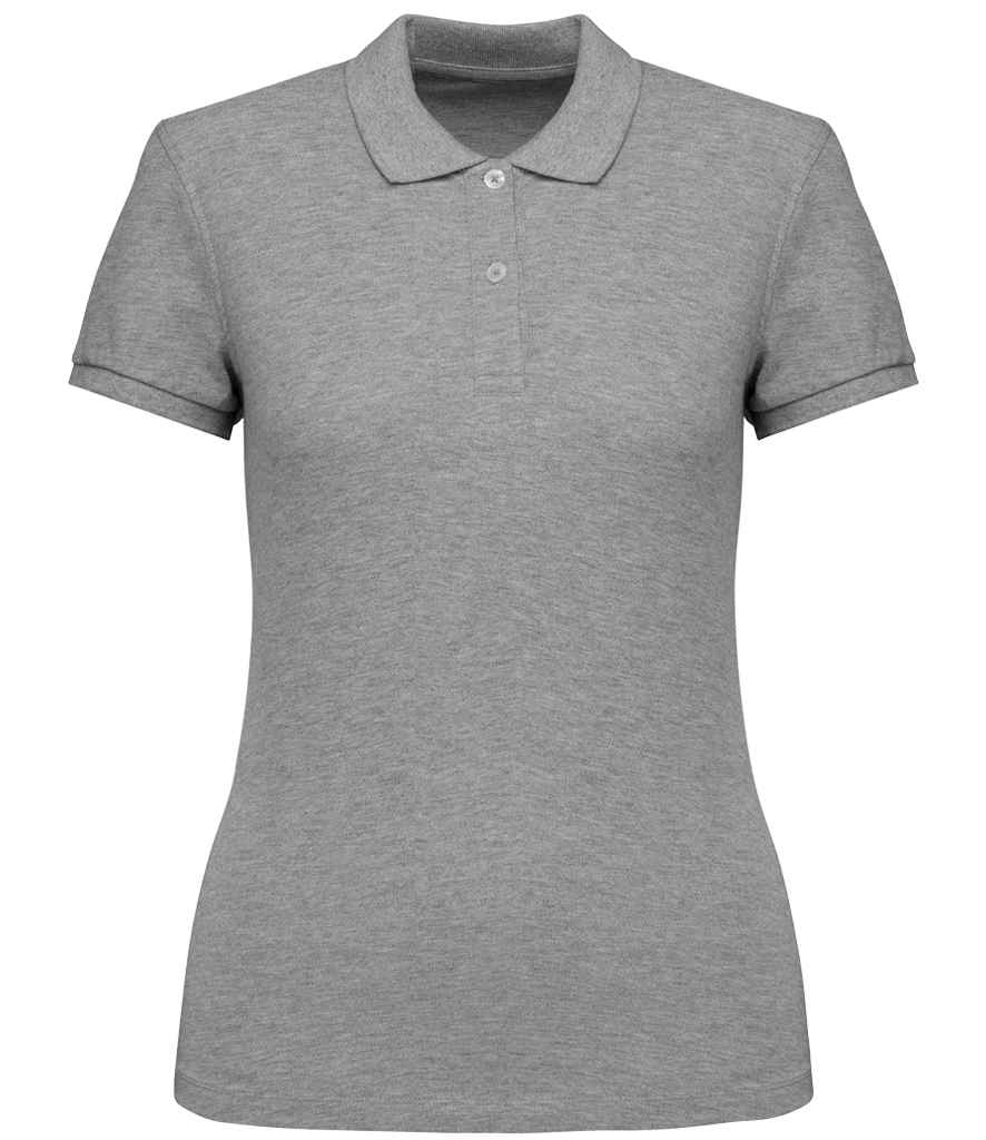 Native Spirit Ladies Piqué Polo Shirt in Moon Grey Heather, front view