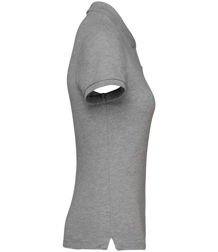 Native Spirit Ladies Piqué Polo Shirt in Moon Grey Heather, side view