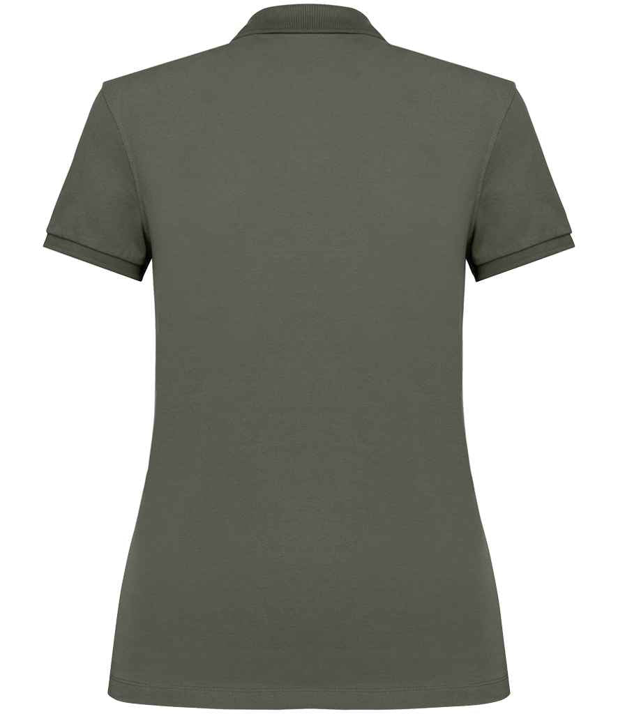 Native Spirit Ladies Piqué Polo Shirt in Organic Khaki, back view