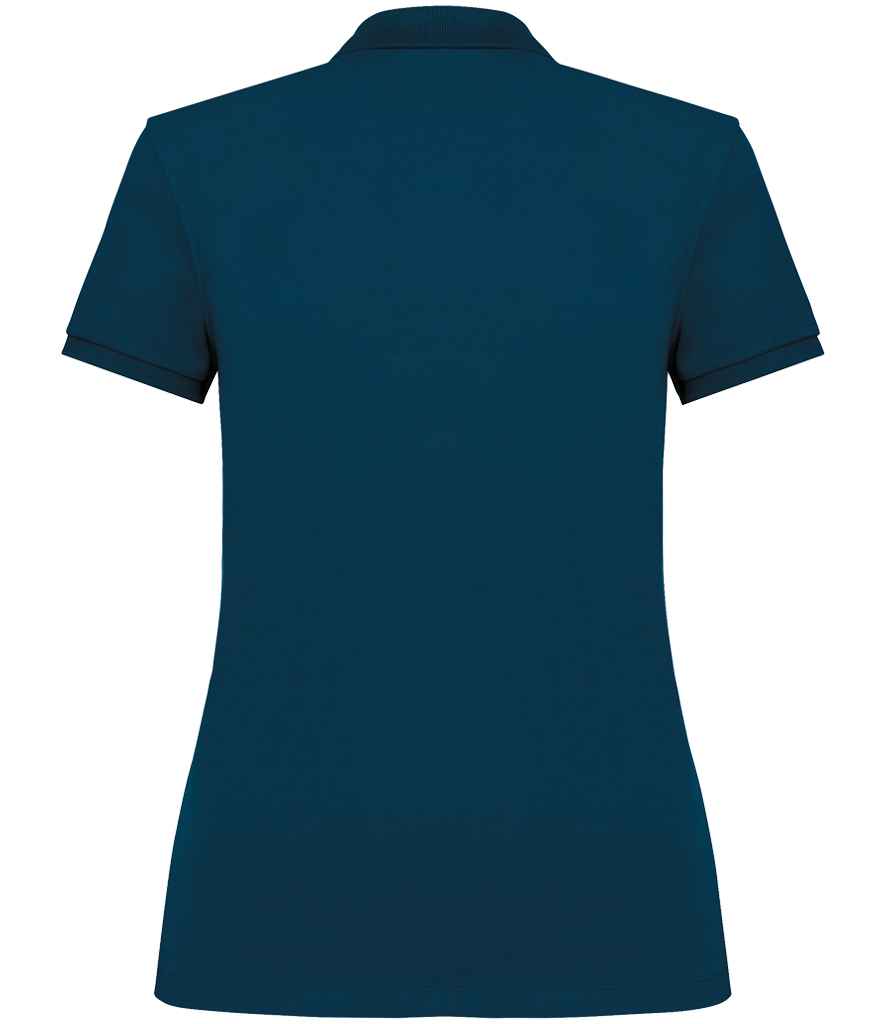 Native Spirit Ladies Piqué Polo Shirt in Peacock Blue, back view