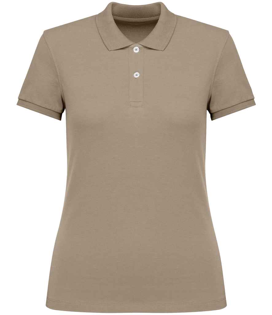 Native Spirit Ladies Piqué Polo Shirt in Wet Sand, front view