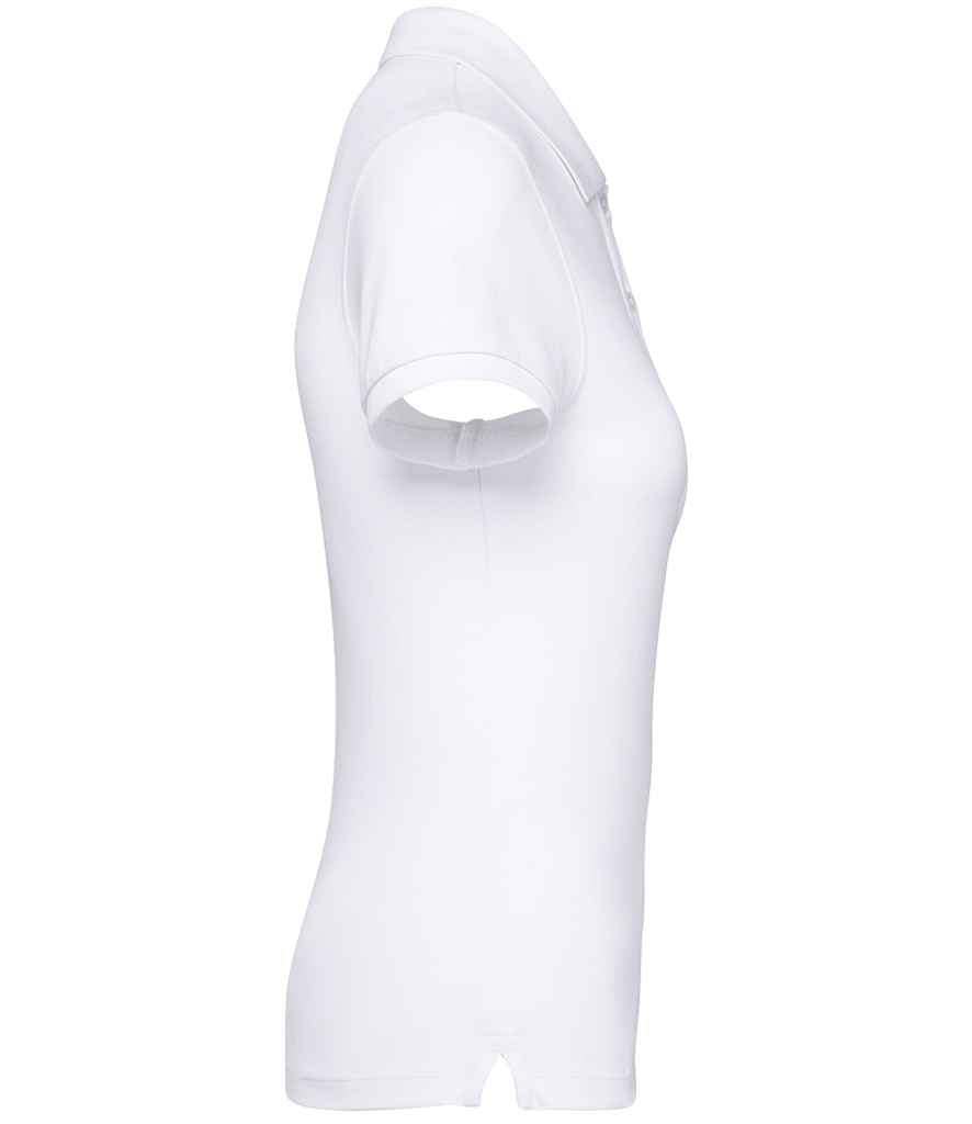 Native Spirit Ladies Piqué Polo Shirt in White, side view