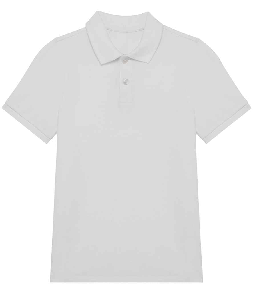Native Spirit Kids Piqué Polo Shirt in White, front view