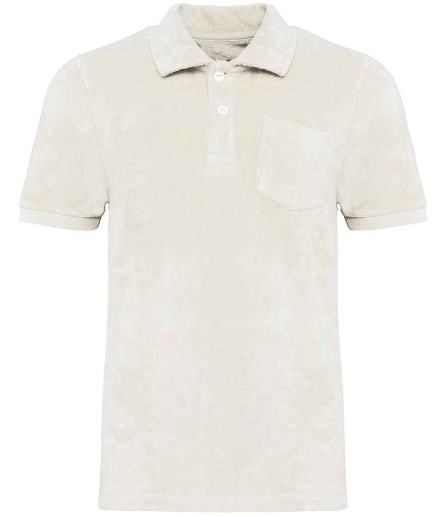 Native Spirit Kids Terry Towel Polo Shirt in Ivory, front view