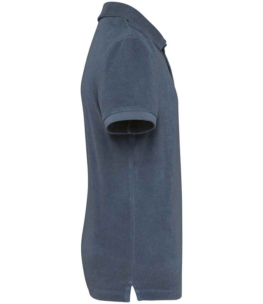 Native Spirit Kids Terry Towel Polo Shirt in Mineral Grey, side view