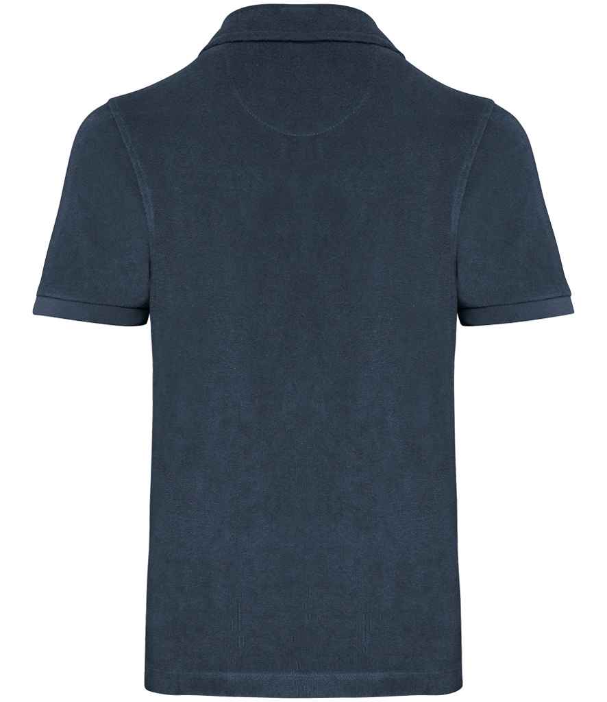 Native Spirit Kids Terry Towel Polo Shirt in Navy, back view