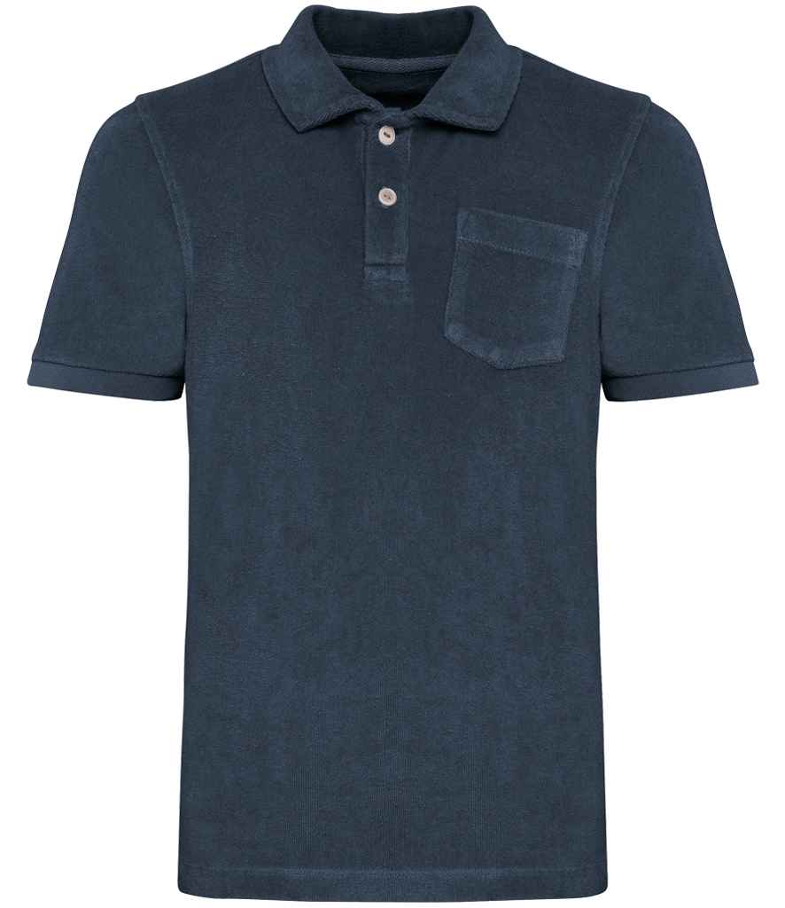 Native Spirit Kids Terry Towel Polo Shirt in Navy, front view