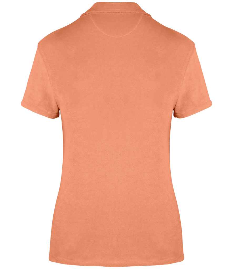 Native Spirit Ladies Terry Towel Polo Shirt in Apricot, back view
