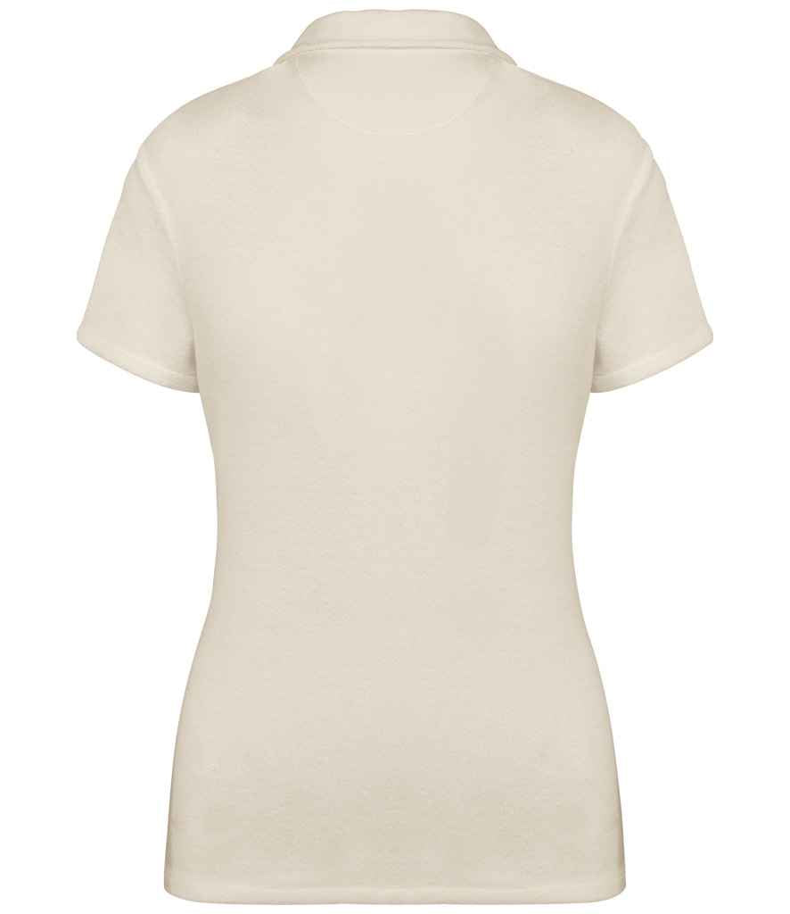 Native Spirit Ladies Terry Towel Polo Shirt in Ivory, back view