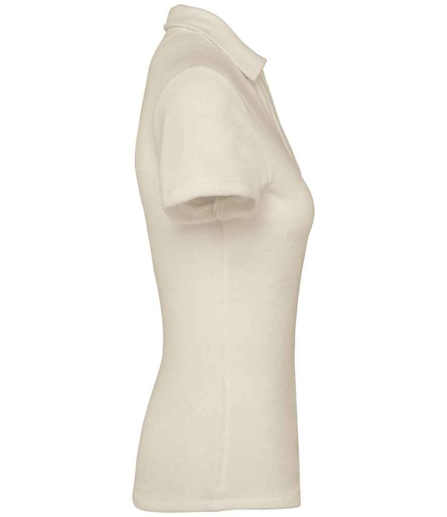 Native Spirit Ladies Terry Towel Polo Shirt in Ivory, side view