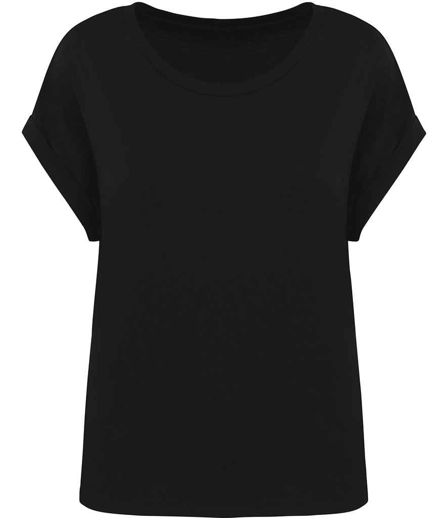 Native Spirit Ladies Roll-Up Sleeve T-Shirt in Black, front view