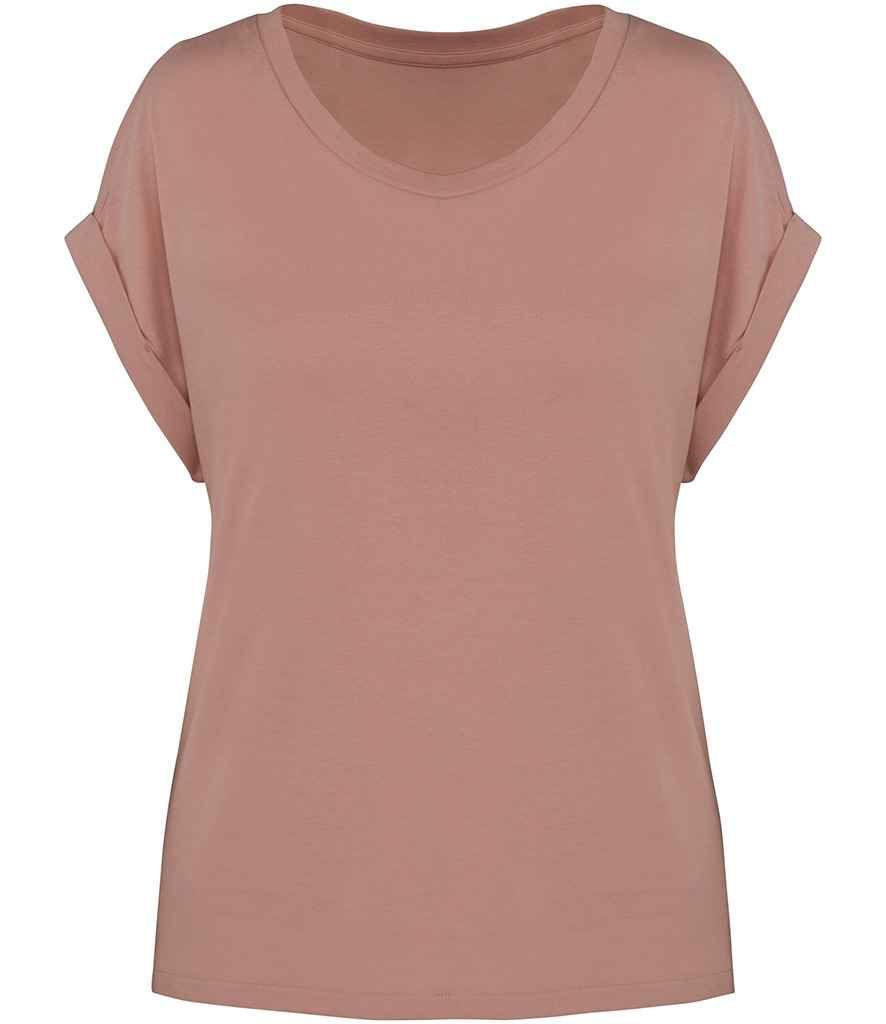 Native Spirit Ladies Roll-Up Sleeve T-Shirt in Petal Rose, front view