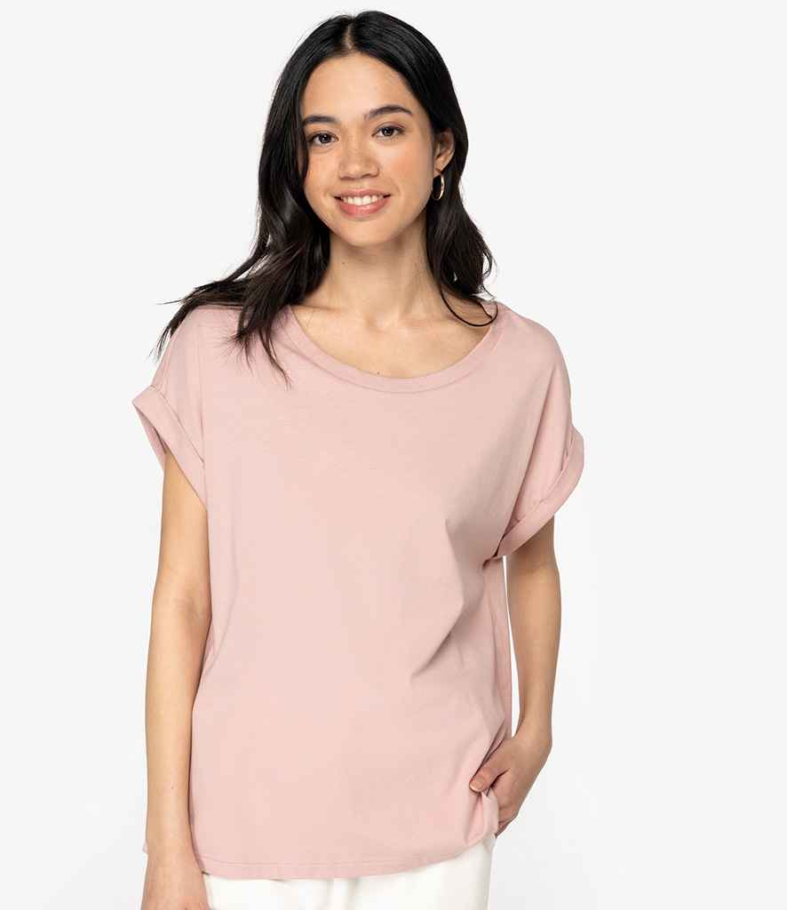 Native Spirit Ladies Roll-Up Sleeve T-Shirt in Petal Rose