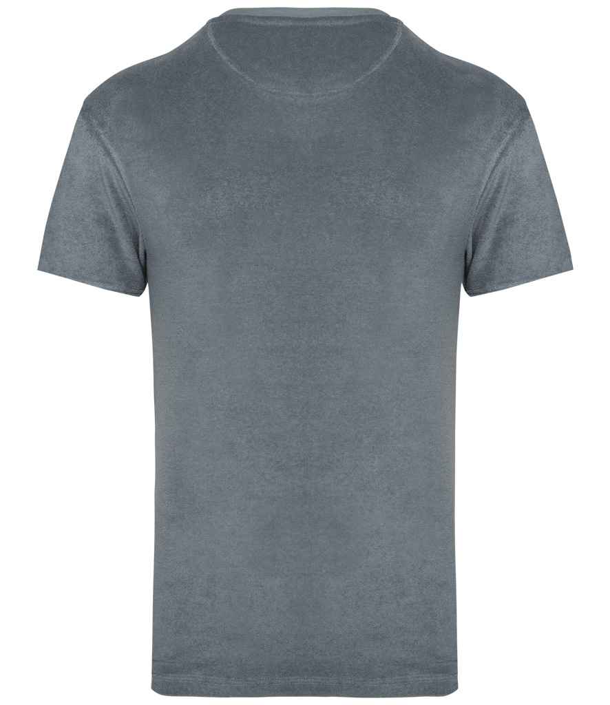 Native Spirit Terry Towel T-Shirt in Mineral Grey, back view