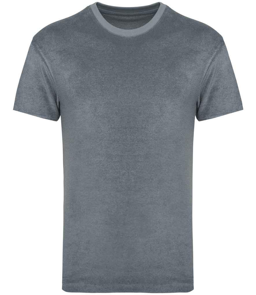 Native Spirit Terry Towel T-Shirt in Mineral Grey, front view