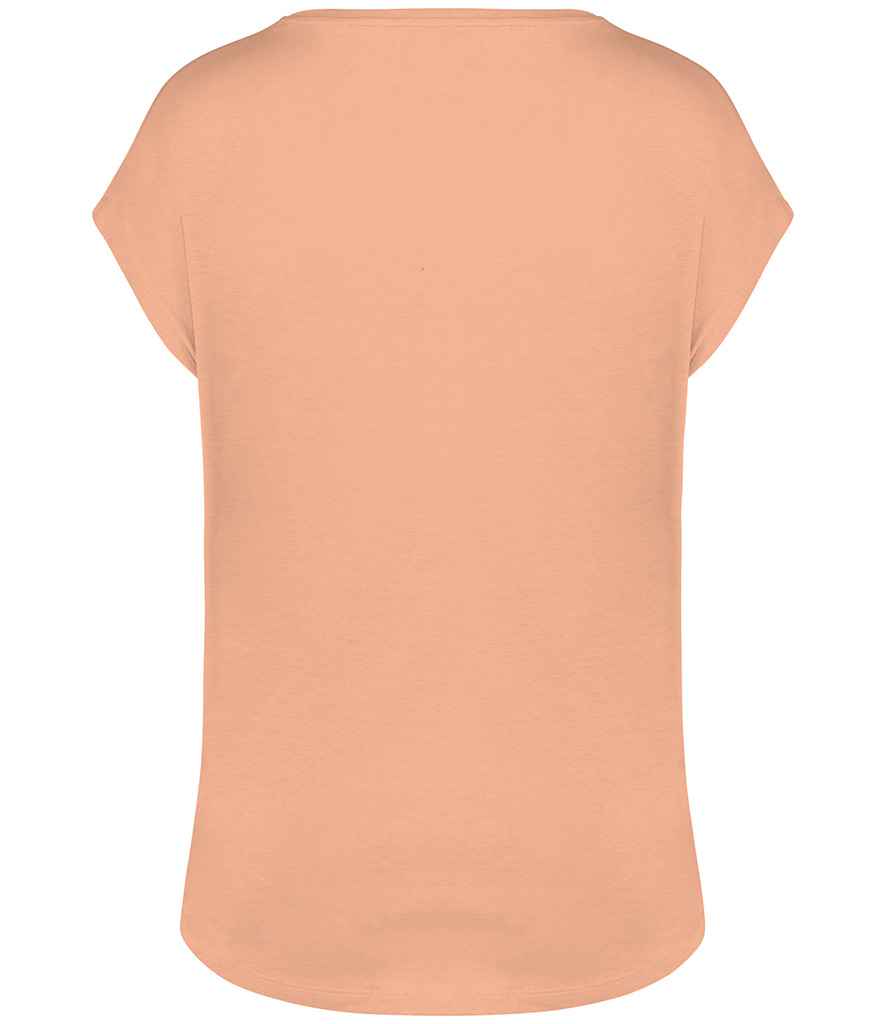 Native Spirit Ladies Oversized V Neck T-Shirt in Apricot, back view