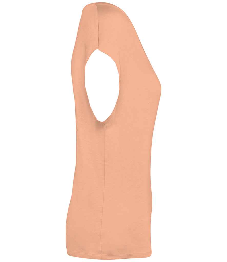 Native Spirit Ladies Oversized V Neck T-Shirt in Apricot, side view