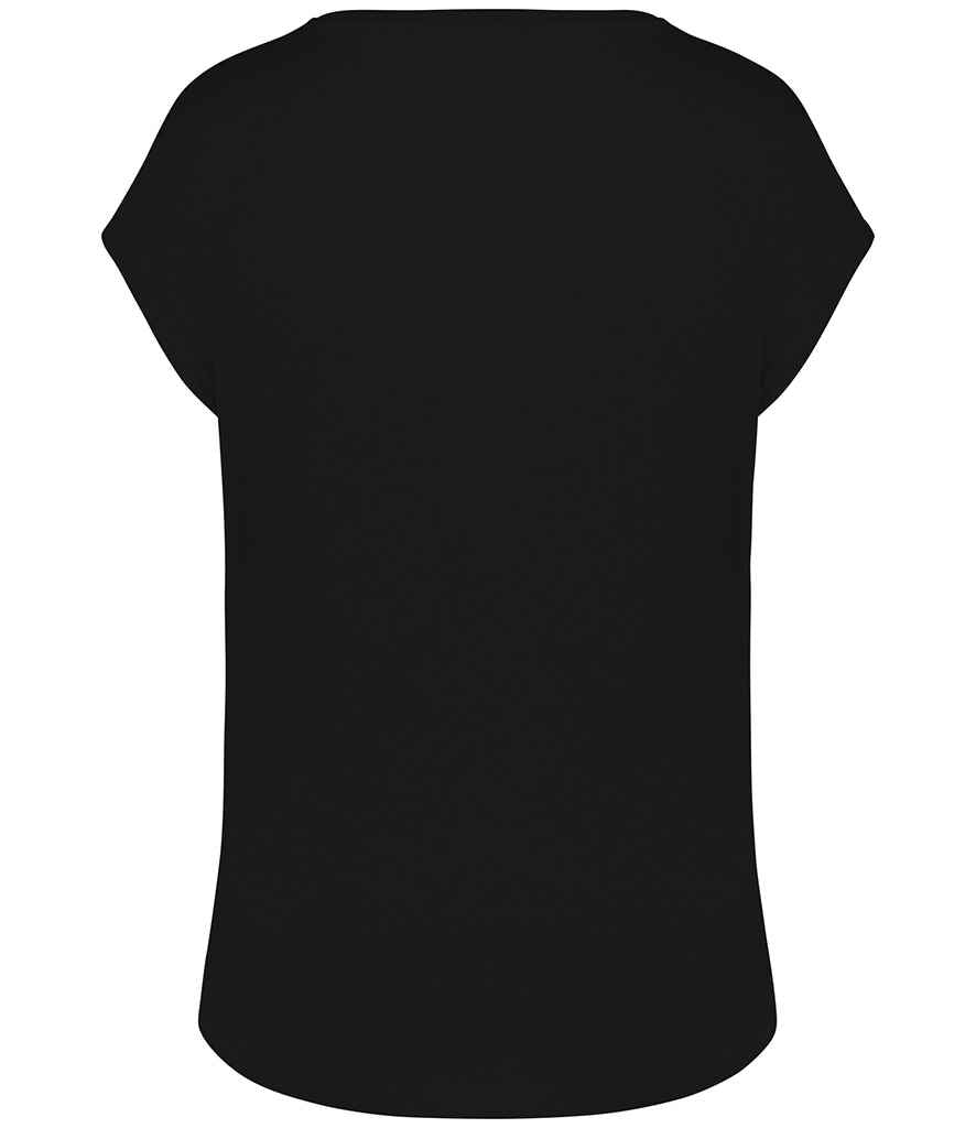 Native Spirit Ladies Oversized V Neck T-Shirt in Black, back view