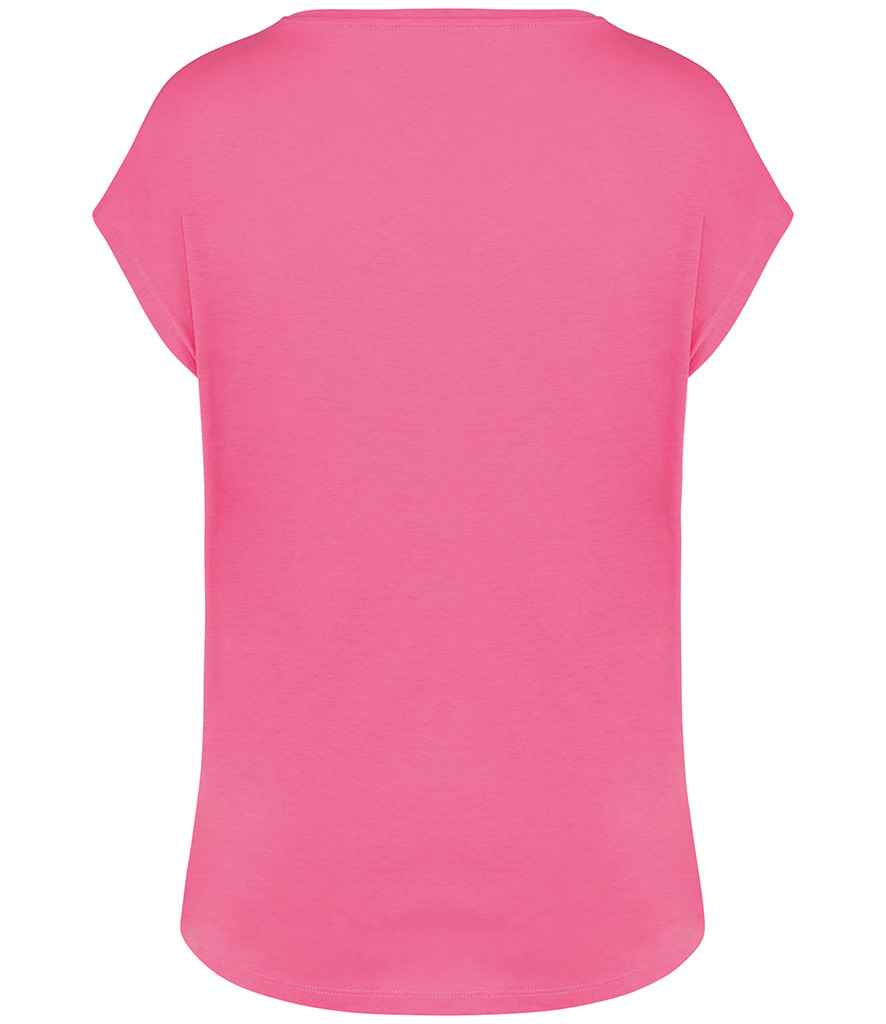 Native Spirit Ladies Oversized V Neck T-Shirt in Candy Rose, back view