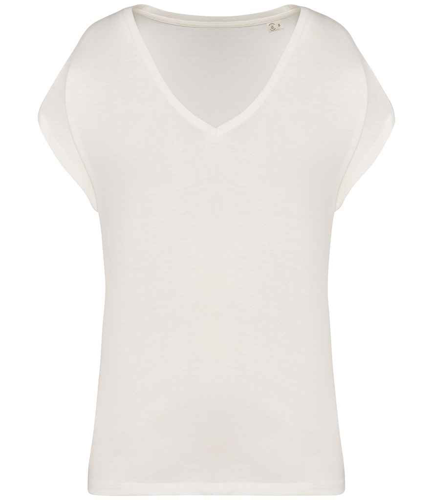 Native Spirit Ladies Oversized V Neck T-Shirt in Ivory, front view