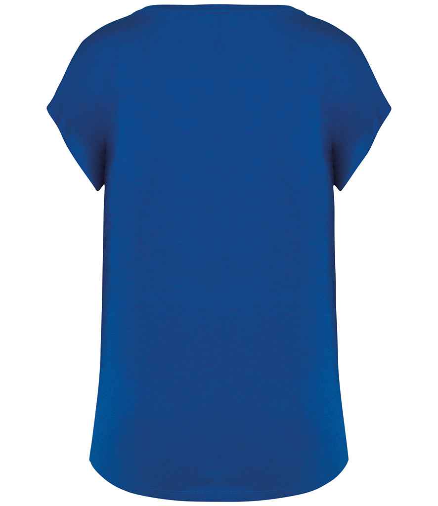 Native Spirit Ladies Oversized V Neck T-Shirt in Sea Blue, back view