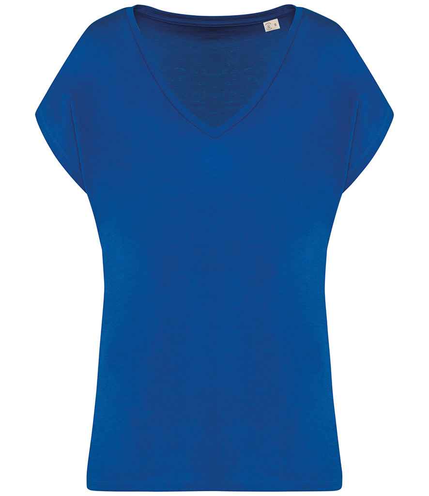 Native Spirit Ladies Oversized V Neck T-Shirt in Sea Blue, front view