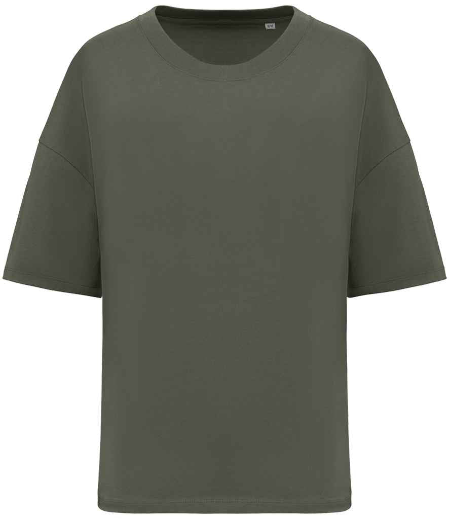 Native Spirit Ladies Oversized T-Shirt in Organic Khaki, front view