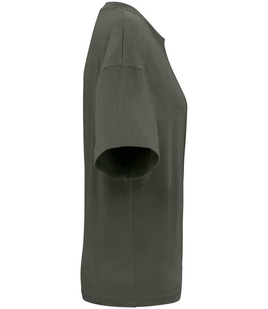 Native Spirit Ladies Oversized T-Shirt in Organic Khaki, side view