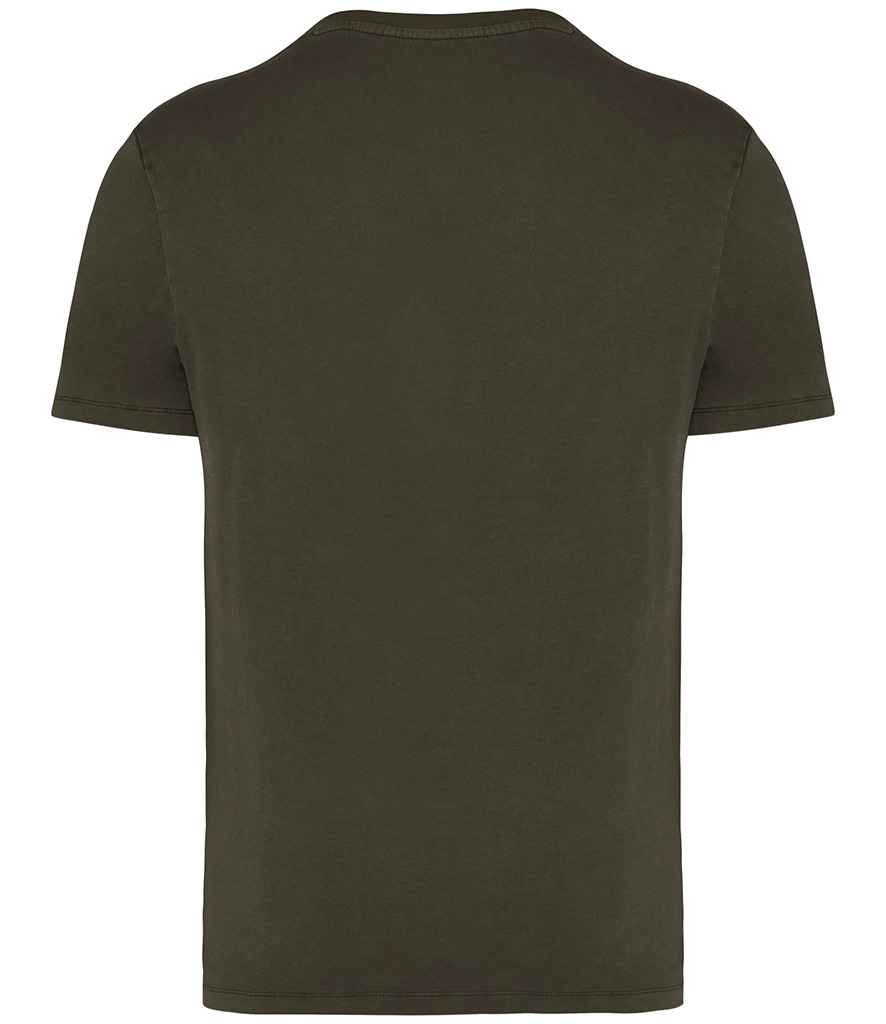 Native Spirit Unisex Faded T-Shirt in Washed Organic Khaki, back view