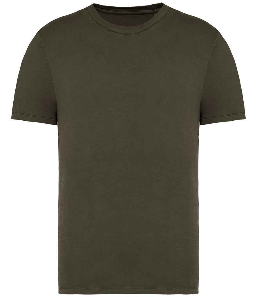 Native Spirit Unisex Faded T-Shirt in Washed Organic Khaki, front view