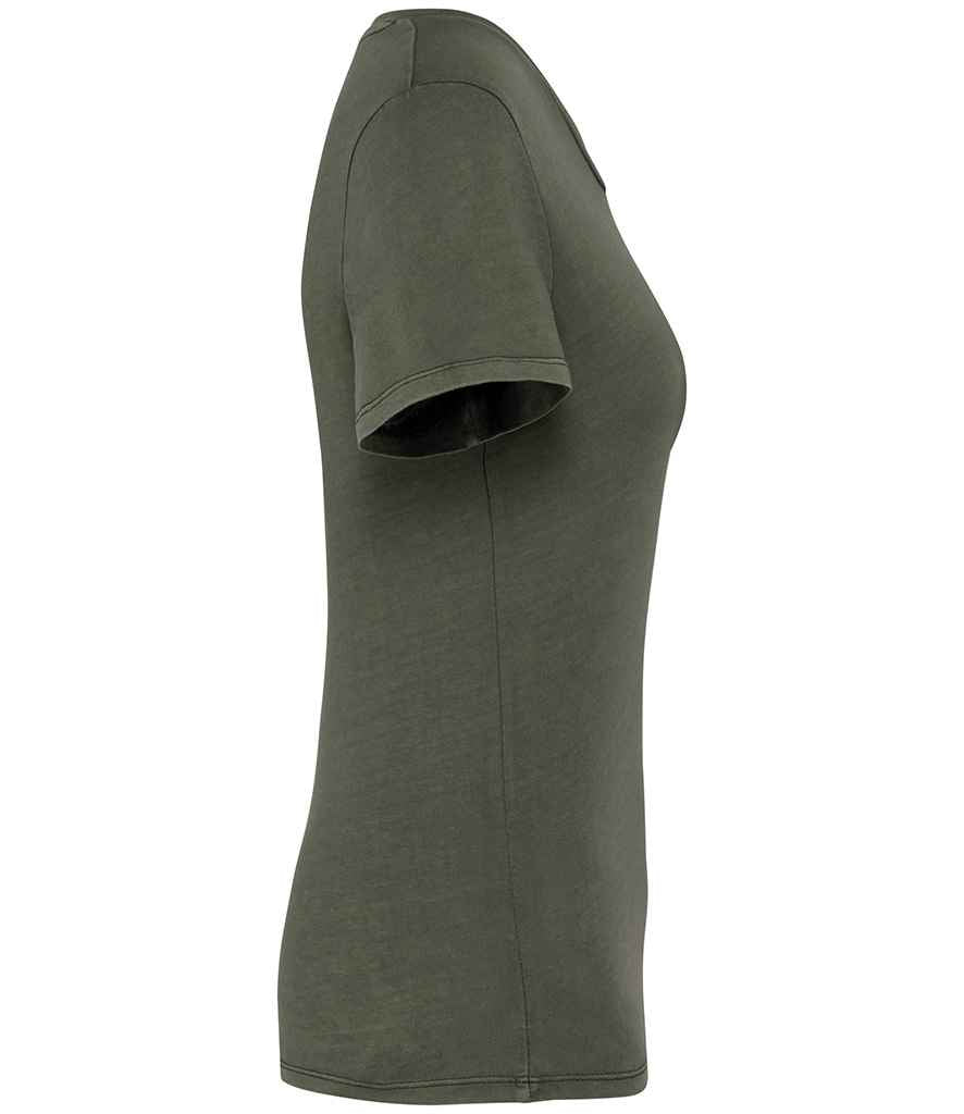 Native Spirit Ladies Faded T-Shirt in Washed Organic Khaki, side view