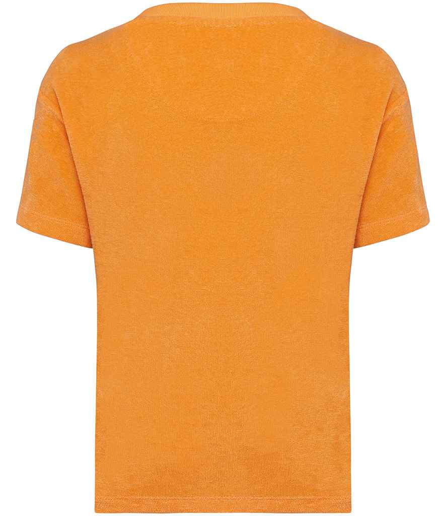 Native Spirit Kids Terry Towel T-Shirt in Apricot, back view