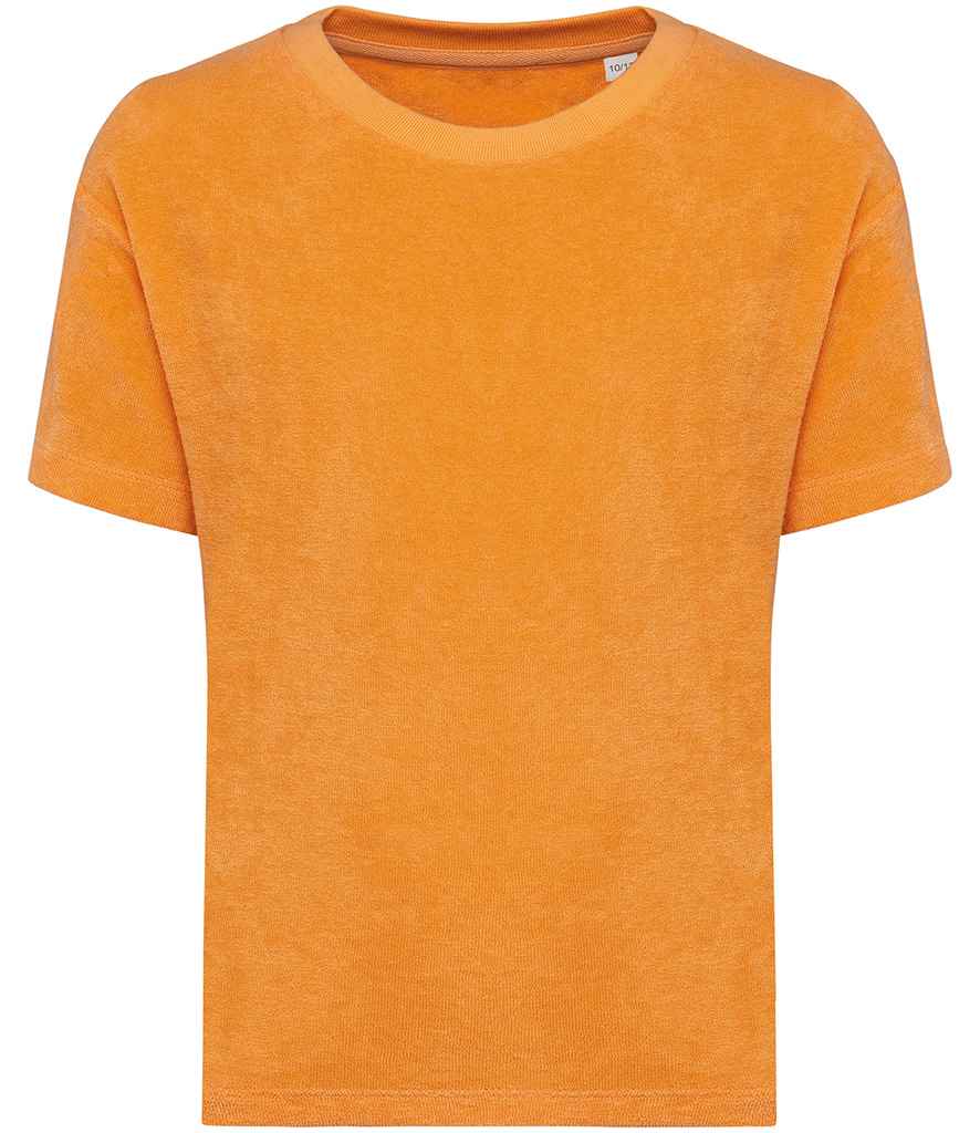 Native Spirit Kids Terry Towel T-Shirt in Apricot, front view