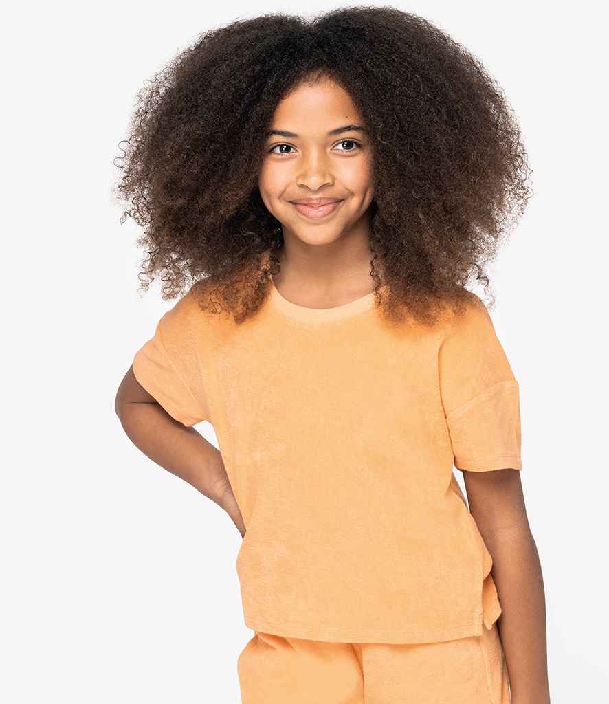 Native Spirit Kids Terry Towel T-Shirt in Apricot