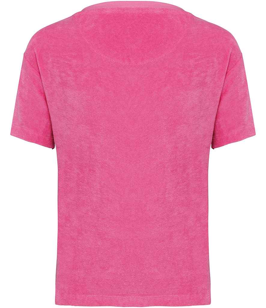 Native Spirit Kids Terry Towel T-Shirt in Candy Rose, back view