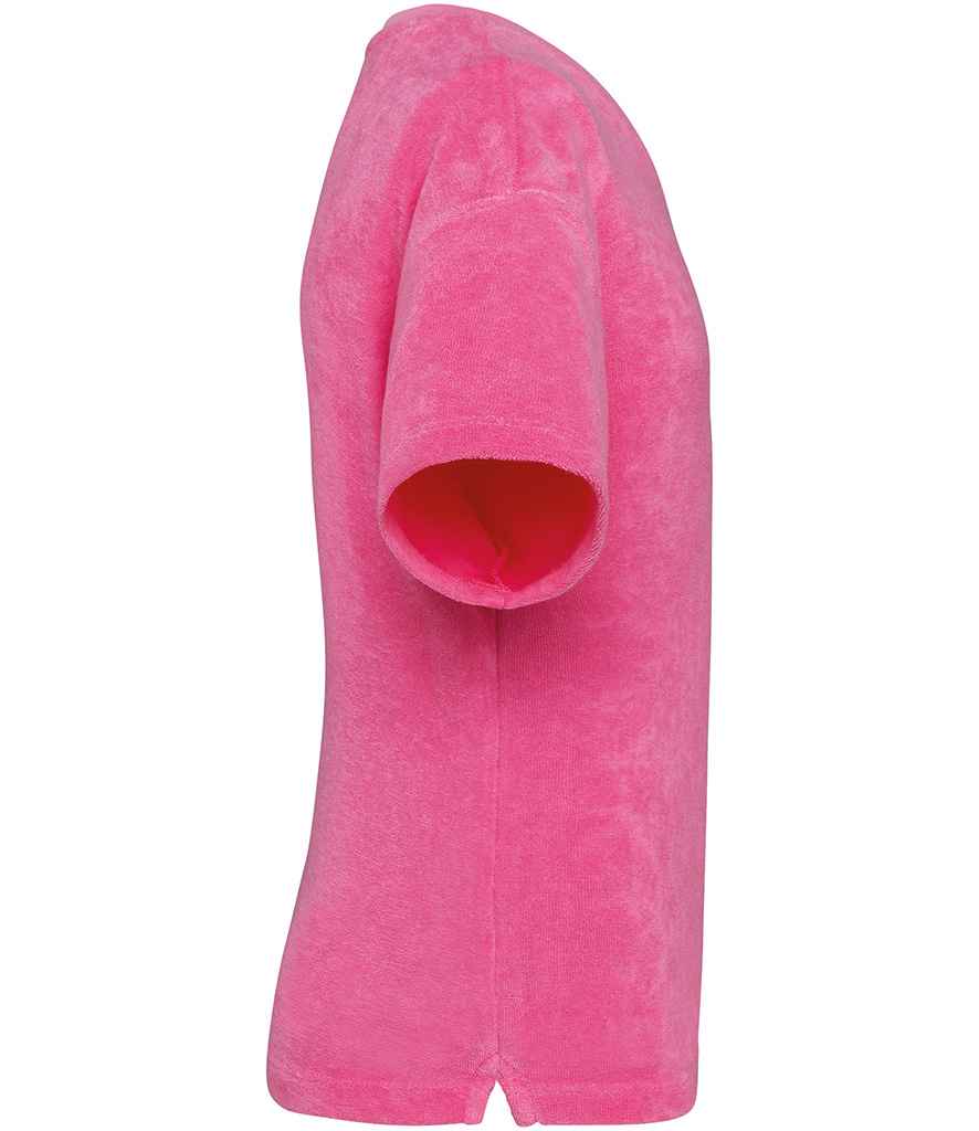 Native Spirit Kids Terry Towel T-Shirt in Candy Rose, side view