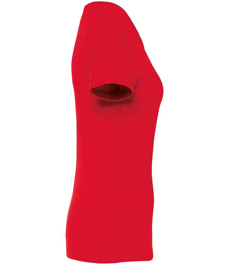 Native Spirit Ladies T-Shirt in Poppy Red, side view
