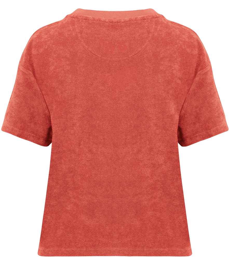 Native Spirit Ladies Terry Towel T-Shirt in Paprika, back view
