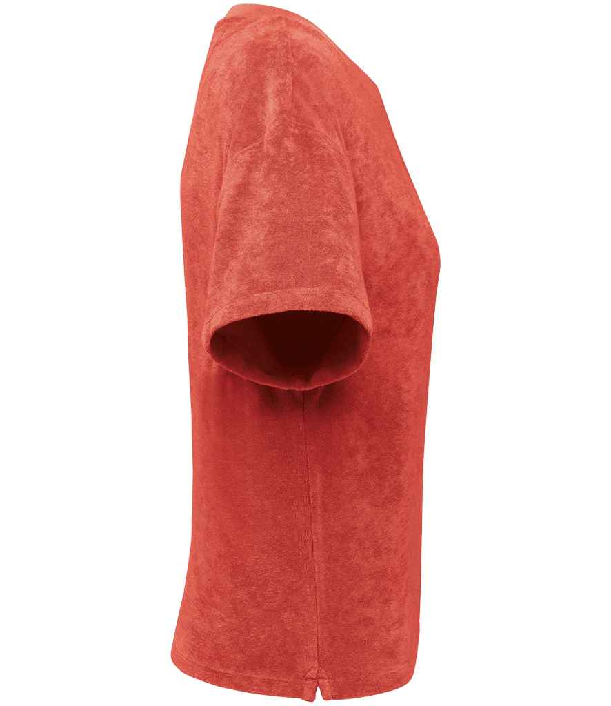 Native Spirit Ladies Terry Towel T-Shirt in Paprika, side view