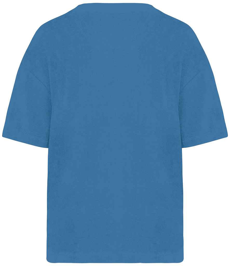 Native Spirit Ladies Terry Towel T-Shirt in Riviera blue, back view