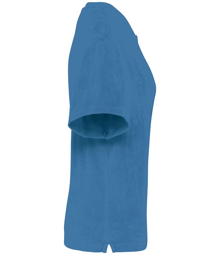 Native Spirit Ladies Terry Towel T-Shirt in Riviera blue, side view